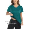 imageMAGCOMSEN Womens T Shirts VNeck Short Sleeve UPF 50 Sun Protection Performance Quick Dry Athletic Shirts Tee TopsEmerald Green