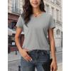 imageMAGCOMSEN Womens T Shirts VNeck Short Sleeve UPF 50 Sun Protection Performance Quick Dry Athletic Shirts Tee TopsLight Gray