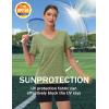 imageMAGCOMSEN Womens T Shirts VNeck Short Sleeve UPF 50 Sun Protection Performance Quick Dry Athletic Shirts Tee TopsWheat Green