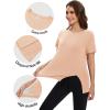 imageMAGCOMSEN Womens Workout Shirts Short Sleeve Crewneck Quick Dry Yoga TShirt Gym Athletic Top Breathable Tee Side SlitApricot
