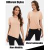imageMAGCOMSEN Womens Workout Shirts Short Sleeve Crewneck Quick Dry Yoga TShirt Gym Athletic Top Breathable Tee Side SlitApricot