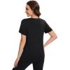 imageMAGCOMSEN Womens Workout Shirts Short Sleeve Crewneck Quick Dry Yoga TShirt Gym Athletic Top Breathable Tee Side SlitBlack