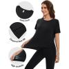 imageMAGCOMSEN Womens Workout Shirts Short Sleeve Crewneck Quick Dry Yoga TShirt Gym Athletic Top Breathable Tee Side SlitBlack