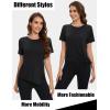 imageMAGCOMSEN Womens Workout Shirts Short Sleeve Crewneck Quick Dry Yoga TShirt Gym Athletic Top Breathable Tee Side SlitBlack