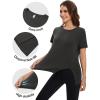imageMAGCOMSEN Womens Workout Shirts Short Sleeve Crewneck Quick Dry Yoga TShirt Gym Athletic Top Breathable Tee Side SlitGrey
