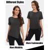 imageMAGCOMSEN Womens Workout Shirts Short Sleeve Crewneck Quick Dry Yoga TShirt Gym Athletic Top Breathable Tee Side SlitGrey