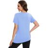 imageMAGCOMSEN Womens Workout Shirts Short Sleeve Crewneck Quick Dry Yoga TShirt Gym Athletic Top Breathable Tee Side SlitLight Blue