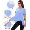 imageMAGCOMSEN Womens Workout Shirts Short Sleeve Crewneck Quick Dry Yoga TShirt Gym Athletic Top Breathable Tee Side SlitLight Blue