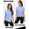 imageMAGCOMSEN Womens Workout Shirts Short Sleeve Crewneck Quick Dry Yoga TShirt Gym Athletic Top Breathable Tee Side SlitLight Blue