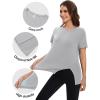 imageMAGCOMSEN Womens Workout Shirts Short Sleeve Crewneck Quick Dry Yoga TShirt Gym Athletic Top Breathable Tee Side SlitLight Grey