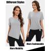 imageMAGCOMSEN Womens Workout Shirts Short Sleeve Crewneck Quick Dry Yoga TShirt Gym Athletic Top Breathable Tee Side SlitLight Grey