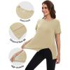 imageMAGCOMSEN Womens Workout Shirts Short Sleeve Crewneck Quick Dry Yoga TShirt Gym Athletic Top Breathable Tee Side SlitLight Khaki