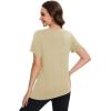 imageMAGCOMSEN Womens Workout Shirts Short Sleeve Crewneck Quick Dry Yoga TShirt Gym Athletic Top Breathable Tee Side SlitLight Khaki