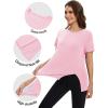imageMAGCOMSEN Womens Workout Shirts Short Sleeve Crewneck Quick Dry Yoga TShirt Gym Athletic Top Breathable Tee Side SlitLight Pink