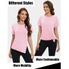 imageMAGCOMSEN Womens Workout Shirts Short Sleeve Crewneck Quick Dry Yoga TShirt Gym Athletic Top Breathable Tee Side SlitLight Pink