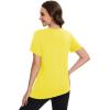 imageMAGCOMSEN Womens Workout Shirts Short Sleeve Crewneck Quick Dry Yoga TShirt Gym Athletic Top Breathable Tee Side SlitLight Yellow