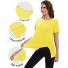 imageMAGCOMSEN Womens Workout Shirts Short Sleeve Crewneck Quick Dry Yoga TShirt Gym Athletic Top Breathable Tee Side SlitLight Yellow