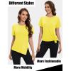 imageMAGCOMSEN Womens Workout Shirts Short Sleeve Crewneck Quick Dry Yoga TShirt Gym Athletic Top Breathable Tee Side SlitLight Yellow