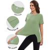 imageMAGCOMSEN Womens Workout Shirts Short Sleeve Crewneck Quick Dry Yoga TShirt Gym Athletic Top Breathable Tee Side SlitMist Green