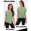 imageMAGCOMSEN Womens Workout Shirts Short Sleeve Crewneck Quick Dry Yoga TShirt Gym Athletic Top Breathable Tee Side SlitMist Green