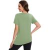 imageMAGCOMSEN Womens Workout Shirts Short Sleeve Crewneck Quick Dry Yoga TShirt Gym Athletic Top Breathable Tee Side SlitMist Green