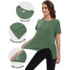 imageMAGCOMSEN Womens Workout Shirts Short Sleeve Crewneck Quick Dry Yoga TShirt Gym Athletic Top Breathable Tee Side SlitMoss Green