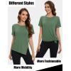 imageMAGCOMSEN Womens Workout Shirts Short Sleeve Crewneck Quick Dry Yoga TShirt Gym Athletic Top Breathable Tee Side SlitMoss Green
