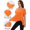 imageMAGCOMSEN Womens Workout Shirts Short Sleeve Crewneck Quick Dry Yoga TShirt Gym Athletic Top Breathable Tee Side SlitOrange