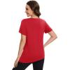 imageMAGCOMSEN Womens Workout Shirts Short Sleeve Crewneck Quick Dry Yoga TShirt Gym Athletic Top Breathable Tee Side SlitRed