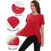 imageMAGCOMSEN Womens Workout Shirts Short Sleeve Crewneck Quick Dry Yoga TShirt Gym Athletic Top Breathable Tee Side SlitRed