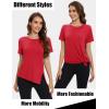 imageMAGCOMSEN Womens Workout Shirts Short Sleeve Crewneck Quick Dry Yoga TShirt Gym Athletic Top Breathable Tee Side SlitRed