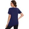 imageMAGCOMSEN Womens Workout Shirts Short Sleeve Crewneck Quick Dry Yoga TShirt Gym Athletic Top Breathable Tee Side SlitRoyal Blue