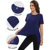 imageMAGCOMSEN Womens Workout Shirts Short Sleeve Crewneck Quick Dry Yoga TShirt Gym Athletic Top Breathable Tee Side SlitRoyal Blue