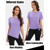 imageMAGCOMSEN Womens Workout Shirts Short Sleeve Crewneck Quick Dry Yoga TShirt Gym Athletic Top Breathable Tee Side SlitTaro Purple