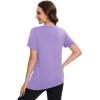 imageMAGCOMSEN Womens Workout Shirts Short Sleeve Crewneck Quick Dry Yoga TShirt Gym Athletic Top Breathable Tee Side SlitTaro Purple