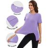 imageMAGCOMSEN Womens Workout Shirts Short Sleeve Crewneck Quick Dry Yoga TShirt Gym Athletic Top Breathable Tee Side SlitTaro Purple