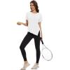 imageMAGCOMSEN Womens Workout Shirts Short Sleeve Crewneck Quick Dry Yoga TShirt Gym Athletic Top Breathable Tee Side SlitWhite