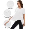 imageMAGCOMSEN Womens Workout Shirts Short Sleeve Crewneck Quick Dry Yoga TShirt Gym Athletic Top Breathable Tee Side SlitWhite