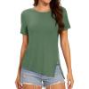 imageMAGCOMSEN Womens Workout Shirts Short Sleeve Crewneck Quick Dry Yoga TShirt Gym Athletic Top Breathable Tee Side SlitMoss Green