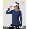imageMAGCOMSEN Womens Long Sleeve Shirts UPF 50 Sun Protection Shirts for Hiking Fishing Workout Rash GuardNavy Blue