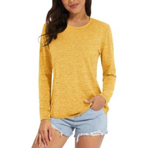 imageMAGCOMSEN Womens Long Sleeve Shirts UPF 50 Sun Protection Shirts for Hiking Fishing Workout Rash GuardGinger