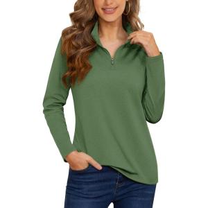 imageMAGCOMSEN Womens Shirts Long Sleeve 14 Zip UPF50 UV Sun Protection Quick Dry Workout Hiking Athletic Shirts Rash GuardArmy Green
