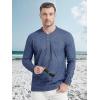 imageMAGCOMSEN Mens Henley Shirt Long Sleeve Cotton Casual Shirts with Pocket Button Placket Daily WearDark Blue