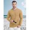 imageMAGCOMSEN Mens Henley Shirt Long Sleeve Cotton Casual Shirts with Pocket Button Placket Daily WearYellow