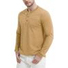 imageMAGCOMSEN Mens Henley Shirt Long Sleeve Cotton Casual Shirts with Pocket Button Placket Daily WearYellow