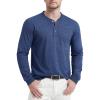 imageMAGCOMSEN Mens Henley Shirt Long Sleeve Cotton Casual Shirts with Pocket Button Placket Daily WearDark Blue