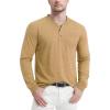 imageMAGCOMSEN Mens Henley Shirt Long Sleeve Cotton Casual Shirts with Pocket Button Placket Daily WearYellow