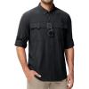 imageMAGCOMSEN Mens Sun Protection Fishing Shirts UPF 50 UV Quick Dry Long Sleeve Button Down Shirts Safari Hiking TravelBlack