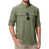 imageMAGCOMSEN Mens Sun Protection Fishing Shirts UPF 50 UV Quick Dry Long Sleeve Button Down Shirts Safari Hiking TravelGrey Green