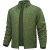 imageMAGCOMSEN Mens Zip Up Sweatshirt Casual Fleece Jacket with Zipper Pockets and Stand CollarArmy Green
